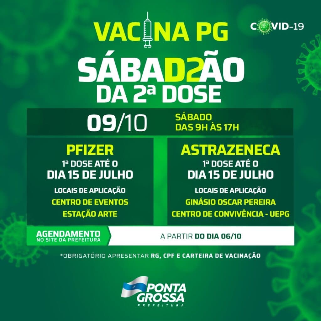 Sabadão da D2: PG realiza mutirão para aplicar 2ª dose de Pfizer e Astrazeneca