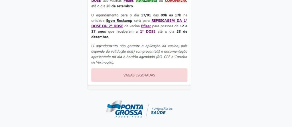 Em menos de 15 minutos, doses esgotam em sistema de vacinação