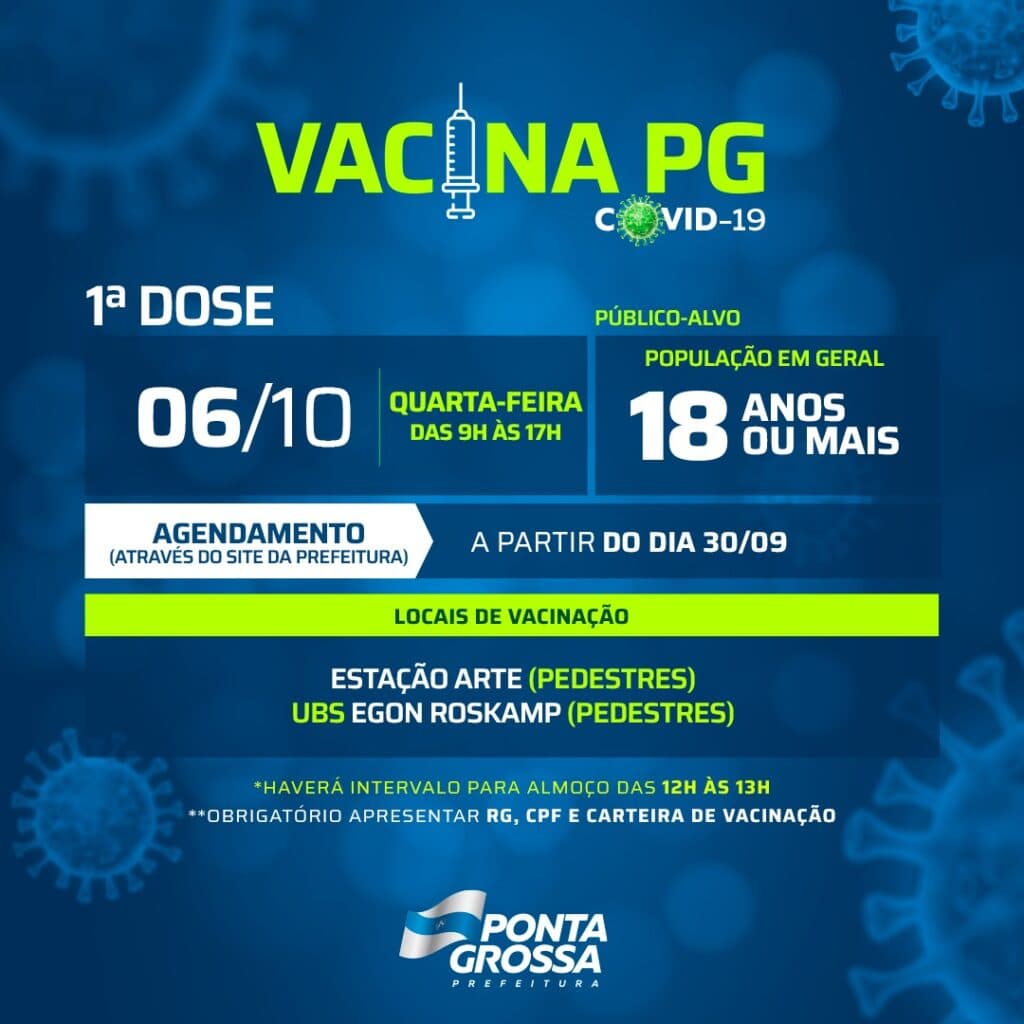 PG: vacinação covid-19 tem novas etapas de 2ª dose e repescagem para 18+