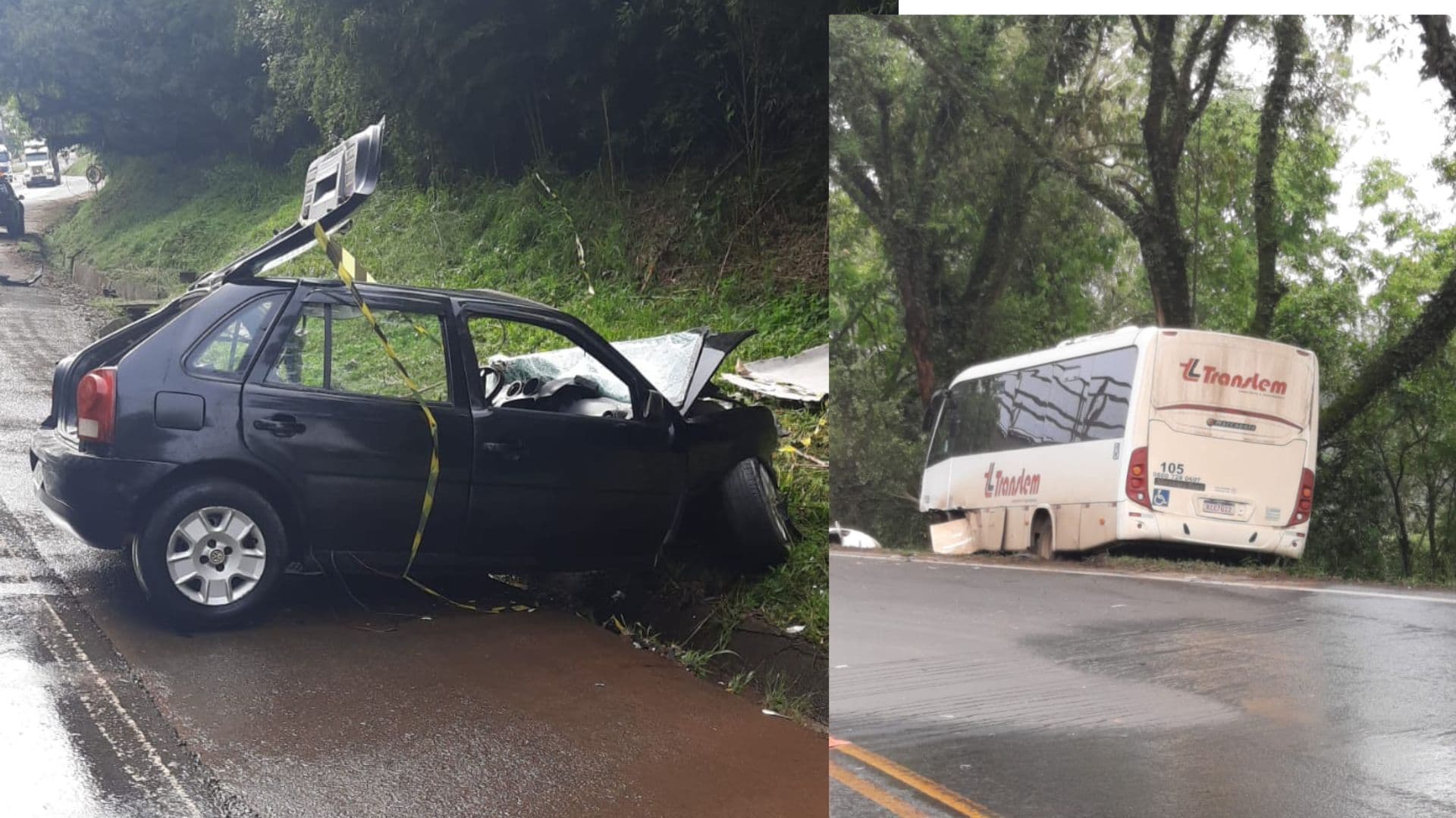 Acidente grave entre ônibus e carro deixa mortos em Telêmaco
