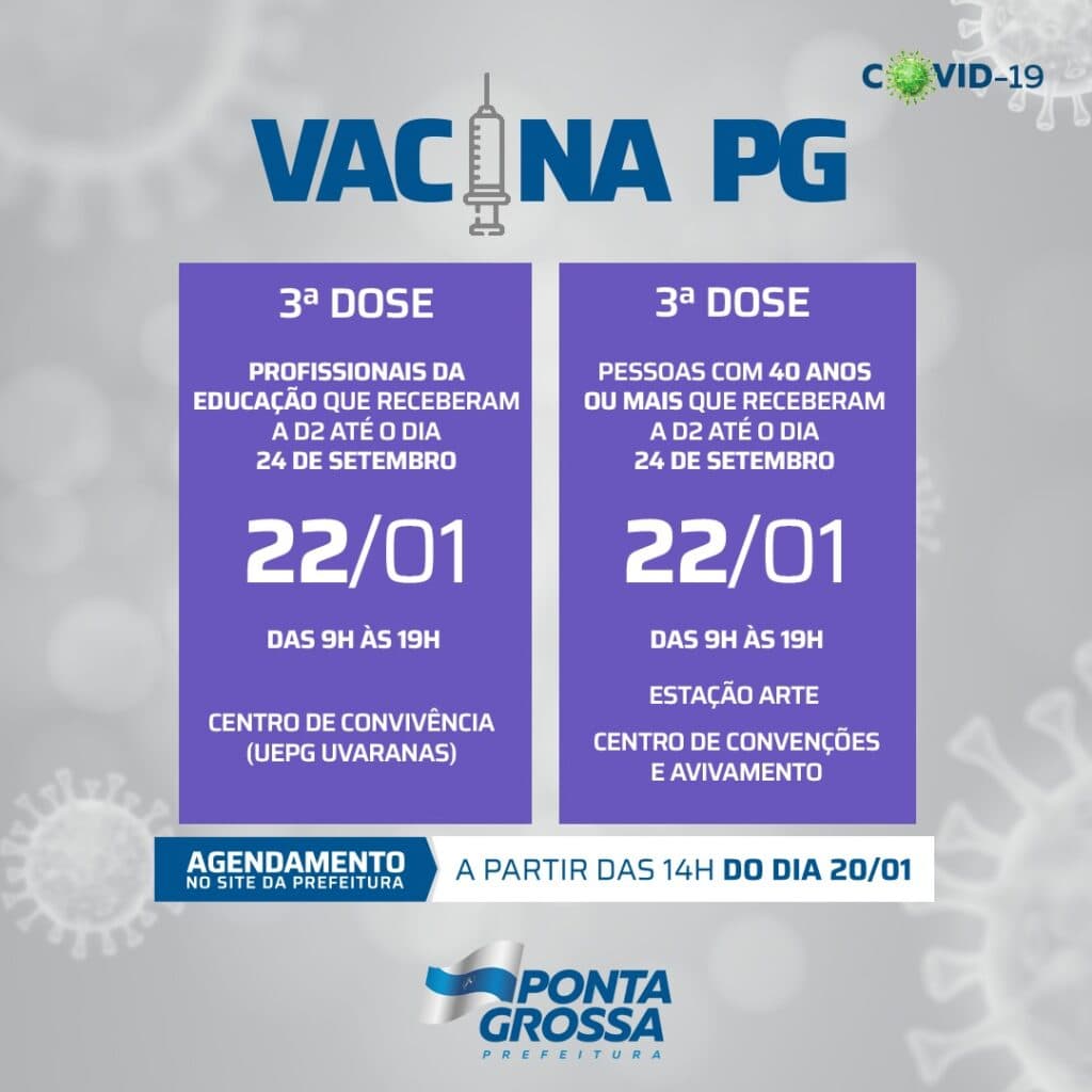 PG abre agendamento para vacinação contra a Covid-19