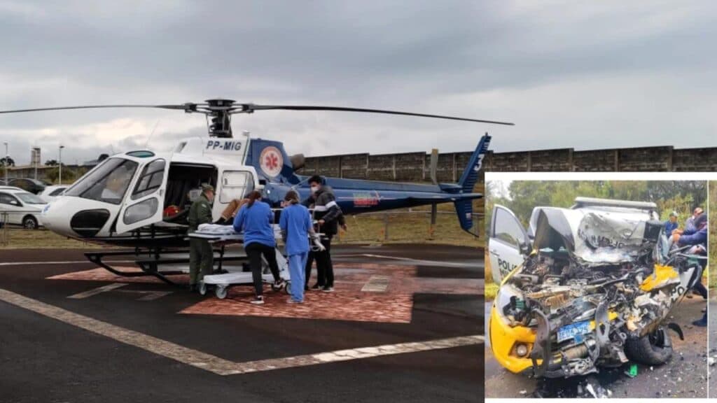 Médico fala sobre estado de saúde de policial que se envolveu em acidente contra carro forte