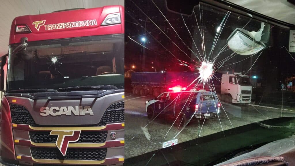 Ônibus e caminhão são apedrejados em Avenida de PG
