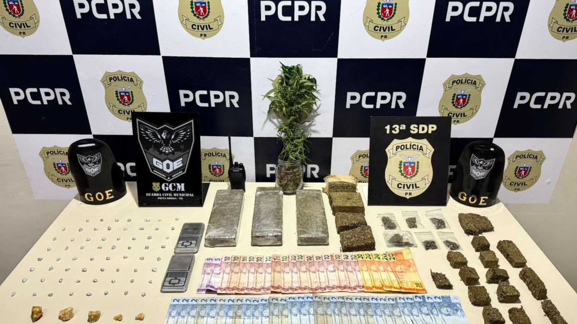 GCM e Polícia Civil fazem grande apreensão de drogas em Ponta Grossa durante operação