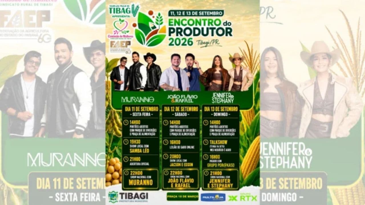 Encontro do Produtor Rural de Tibagi terá shows e palestras neste fim de semana