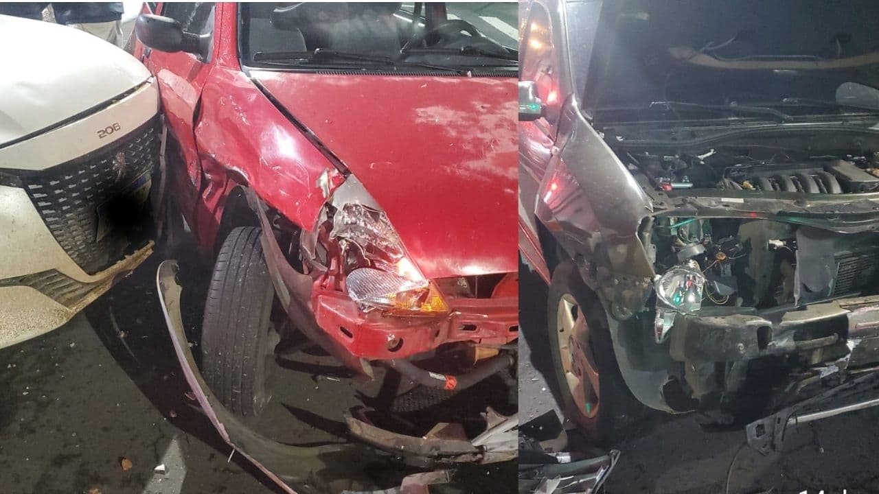 Colisão entre três veículos deixa motorista ferido no Centro de Ponta Grossa