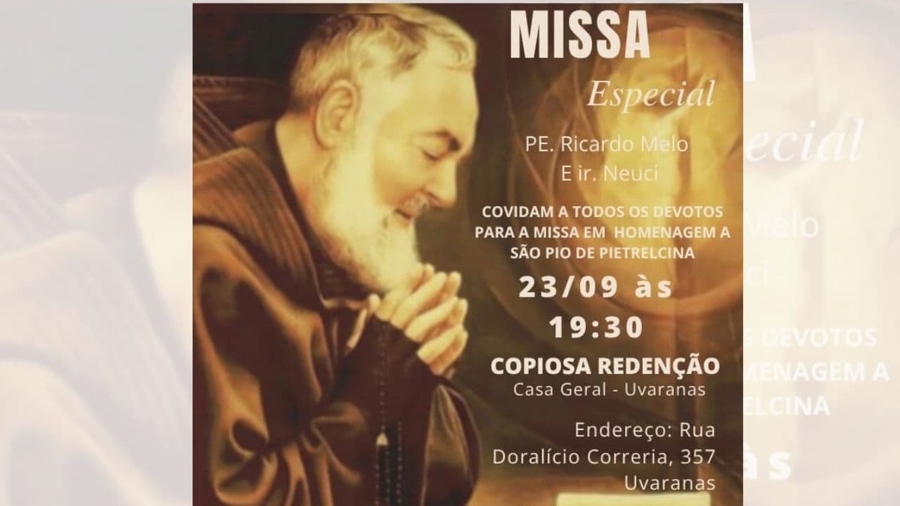 Missa em homenagem a São Pio de Pietrelcina será realizada em Ponta Grossa