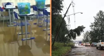 Escola alagada, queda de árvores e falta de luz: temporal causa vários transtornos em PG