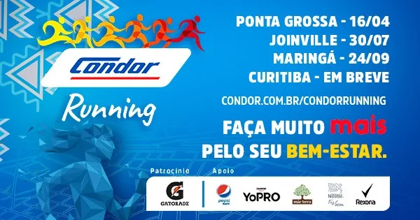 Os clientes Clube Condor têm desconto de 50% na inscrição.