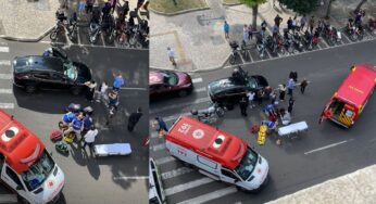 Mulher é atropelada por carro na Avenida Vicente Machado e fica ferida