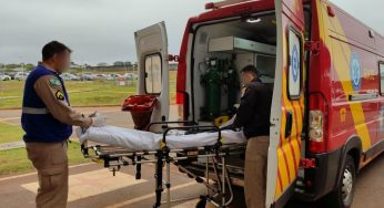 Jovem fratura a perna em acidente de trabalho em PG