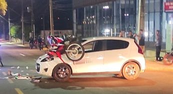 Motorista fura preferencial e atinge motociclista em avenida de PG
