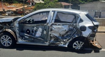 Idosa fica ferida em acidente envolvendo carro de saúde de Barra do Jacaré na PR-151