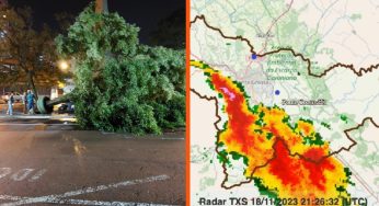 Forte temporal que atingiu PG neste sábado (19) teve rajadas de 70km/h, diz Simepar