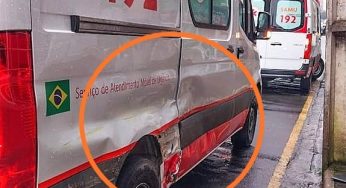 Caminhão avança preferencial e colide com ambulância do SAMU no centro de PG