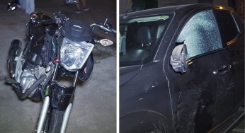 Motociclista fica ferido após atingir caminhonete que entrava em garagem em PG