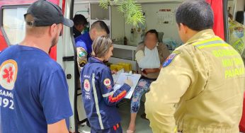 Idosa fica ferida após se desequilibrar de escada e cair sobre lança de portão em PG