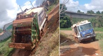 Caminhão de coleta de lixo atola no bairro Neves e moradores pedem ação da prefeitura