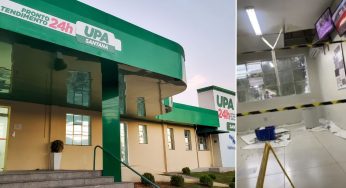 Teto da sala de espera da UPA Santana em PG desmorona por conta da chuva