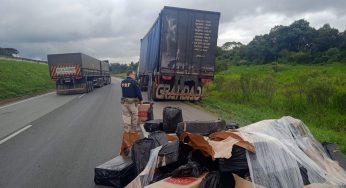 Carreta carregada com 400 mil maços de cigarros contrabandeados é apreendida na BR-277