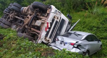 Acidente envolvendo sete carros e dois caminhões na BR 277 deixa trânsito lento