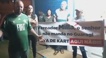 Moradores do Guaragi fazem manifestação contra construção de kartódromo. Milla responde
