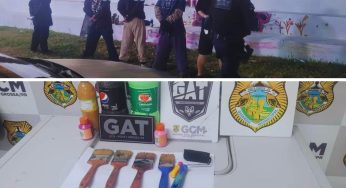 Três homens são presos pichando na Arena Multiuso de PG