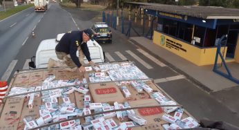 PRF apreende carreta com cerca de 325 mil maços de cigarro na BR-376 em PG