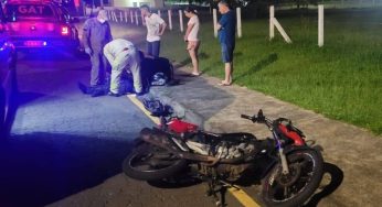 Motociclista fica ferido após atropelar cachorro em PG