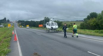 Helicóptero do SAMU é acionado após acidente na região