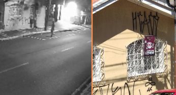 Jovem sobe em grade de janela para fazer pichação no centro de PG. Veja vídeo