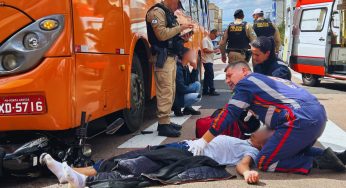 Motociclista fica ferido após colisão com ônibus em PG