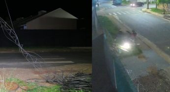 Motociclista quase é degolado após acidente com fios de luz caídos em PG; veja vídeo