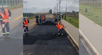 Equipes da Prefeitura de Ponta Grossa realizam manutenção de avenida no Cará-Cará