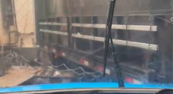 SUSTO: Vídeo mostra momento em que caminhoneiros escapam de colisão frontal
