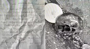 Carta enigmática e crânio encontrados na Rodovia dos Imigrantes em Cubatão